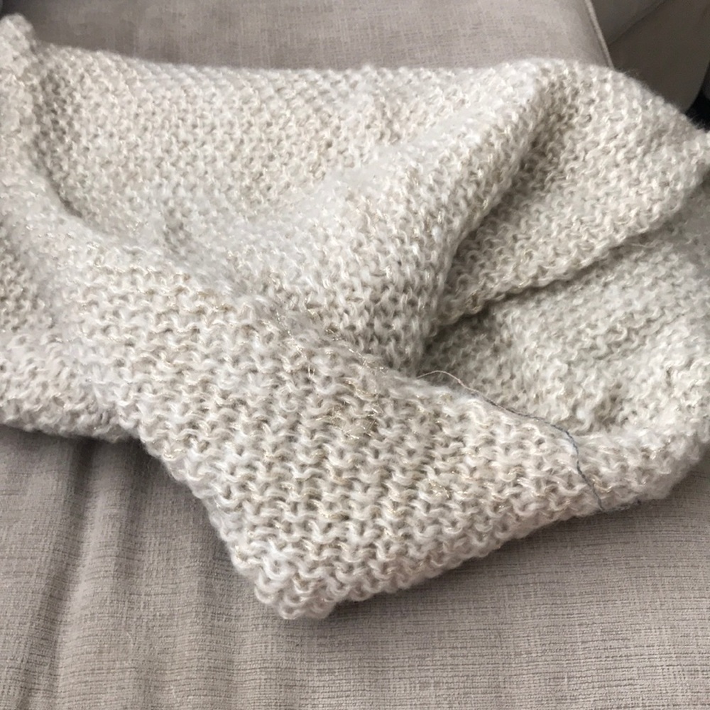 Cream and gold woven infinity scarf
